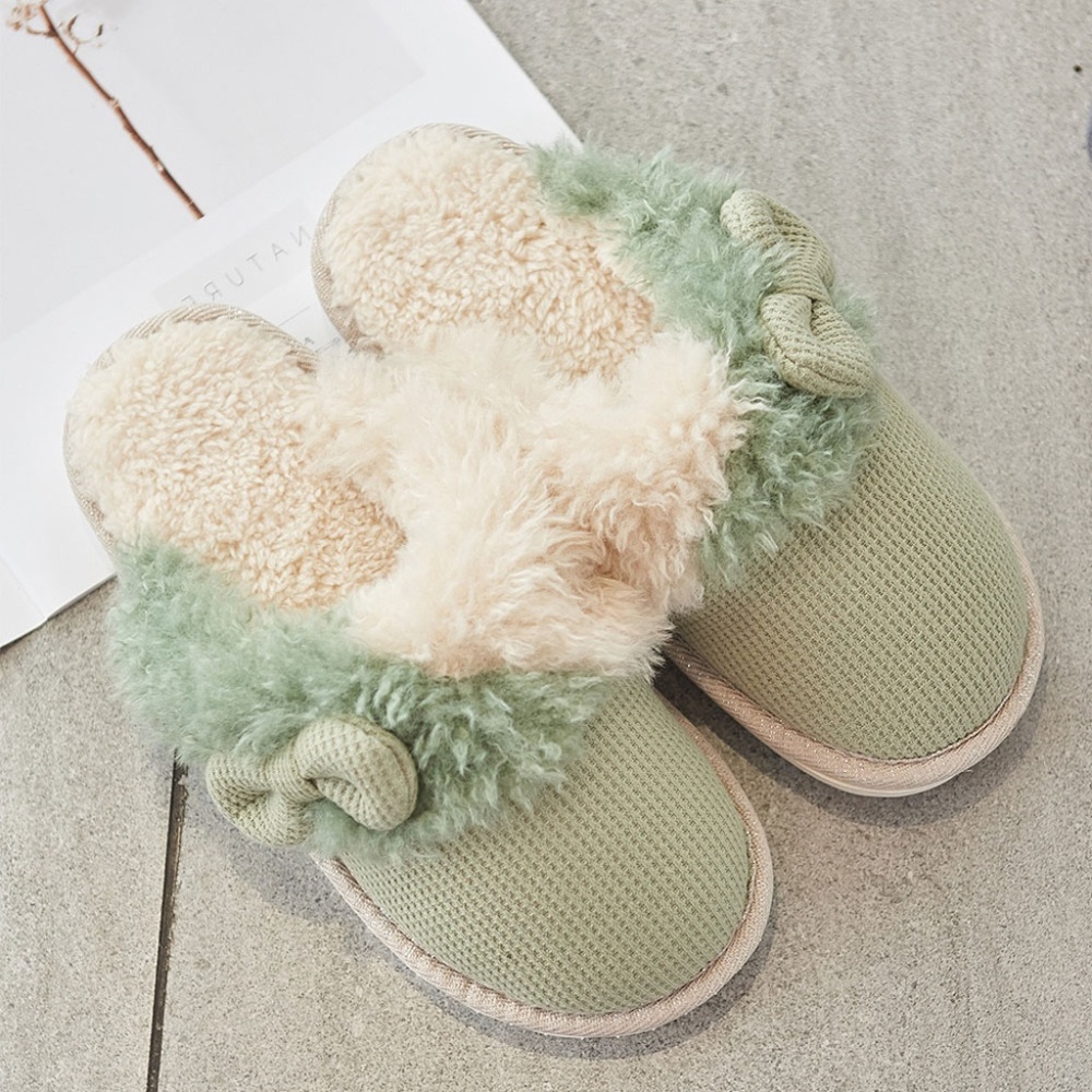DUDU Town Green Bow-Accent Slipper-5/6